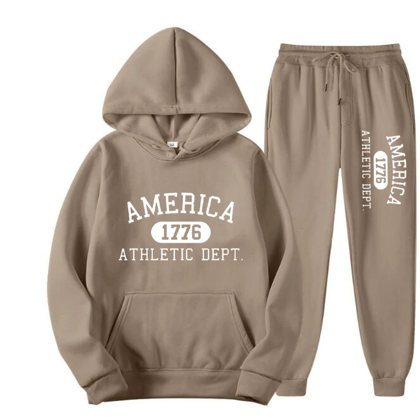 America 1776 Athletic Dept Letter Hoodies Women Hip Hop Long Sleeves Hoodies and Pants Autumn Loose Casual Hoody Women