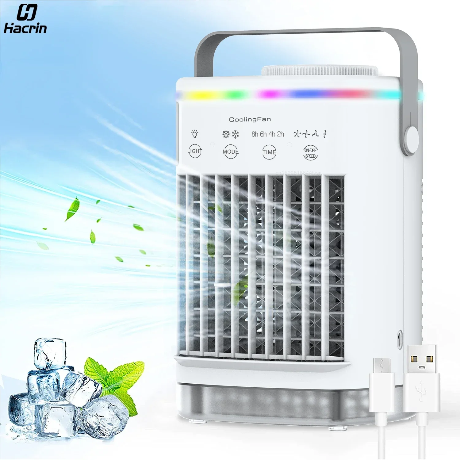 Portable Air Conditioner Mini Cooler USB Air Conditioning Fan 700ml Ice Water  Cooling Fan With Humidifier for Bedroom