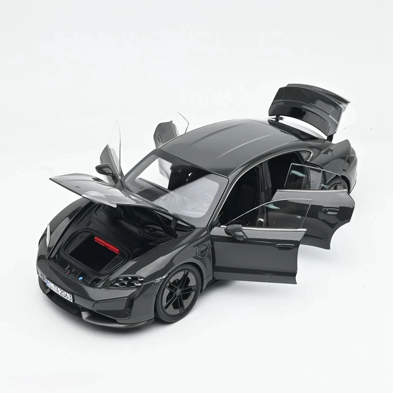 Norev 1/18 Porsche Taycan Turbo S Grey Full Open Door Diecast Alloy Model Cars Miniatures Simulation Collection Ornament Gift