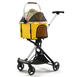 Detachable Double Layer Pet Stroller, Lightweight, Four Wheel, Shock Absorption, Luxury, Dogs, Cats, Baby Pull Cart