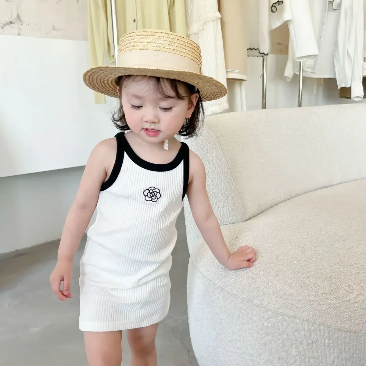 2024 summer new cotton baby girls vest dress children's suspenders girl sleeveless bottoming dresses