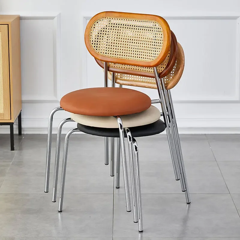 

Household solid wood backrest dining chair office study rattan chair homestay milk tea shop seat