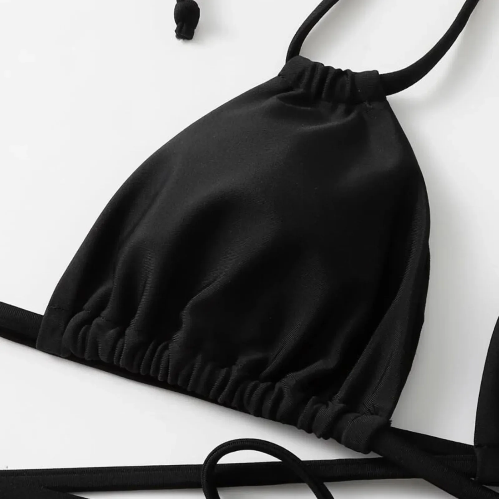 여자 여름 수영복 솔리드 컬러 Drawstring 스트랩 3 조각 Beachwear 섹시한 비키니 세트 빠른 건조 여성 수영복