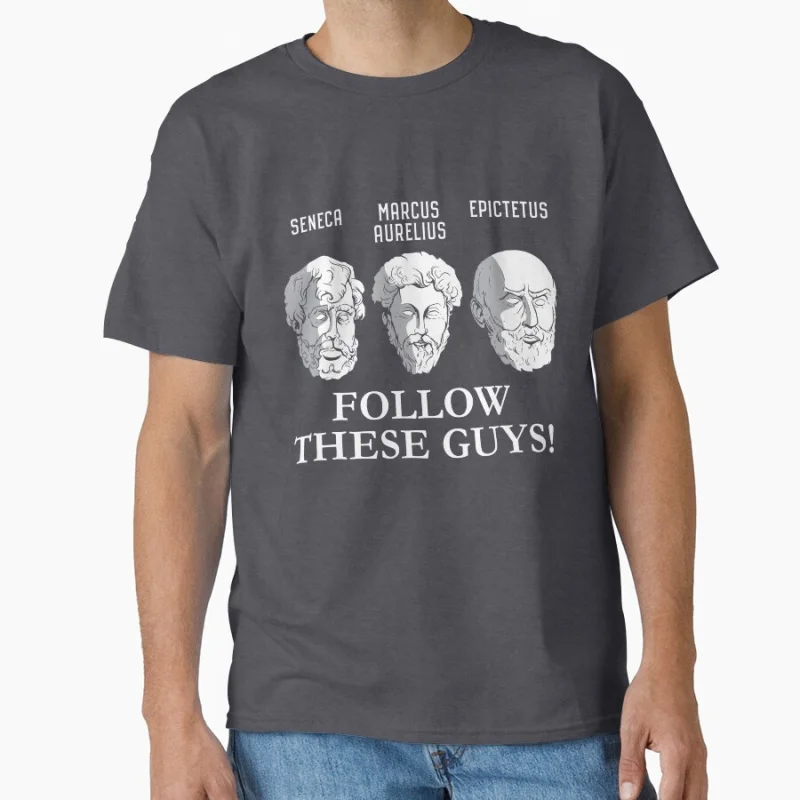 Stoics Seneca Marcus Aurelius Epictetus الرواقية الفلاسفة تمثال نصفي تتبع هذه الرجال الفيلسوف هدية تي شيرت بلايز كبيرة الحجم