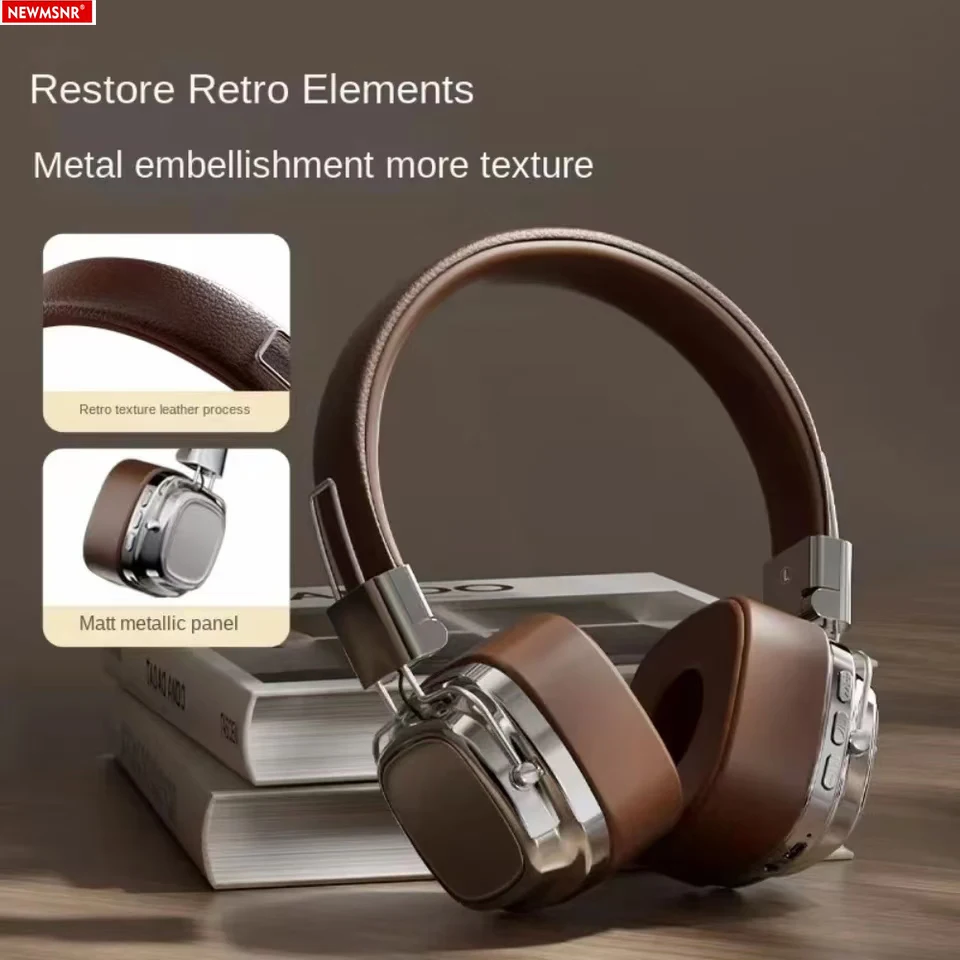 NEWMSNR Retro HIFI Stereo Sounds Auf Ohr Kopfhörer Drahtlose Bluetooth Headsets Sport Gamer Kopfhörer Für iphone Noise Reduction