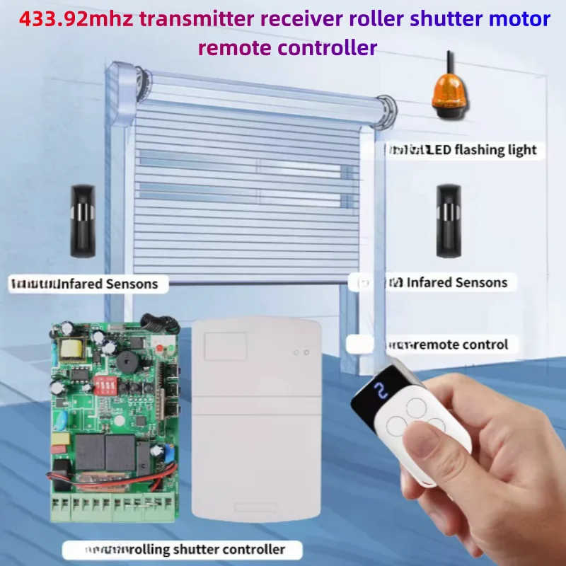 Universal Garage Shutter Box Motor Valve + 2 Remote Controls with External Control Terminal Block