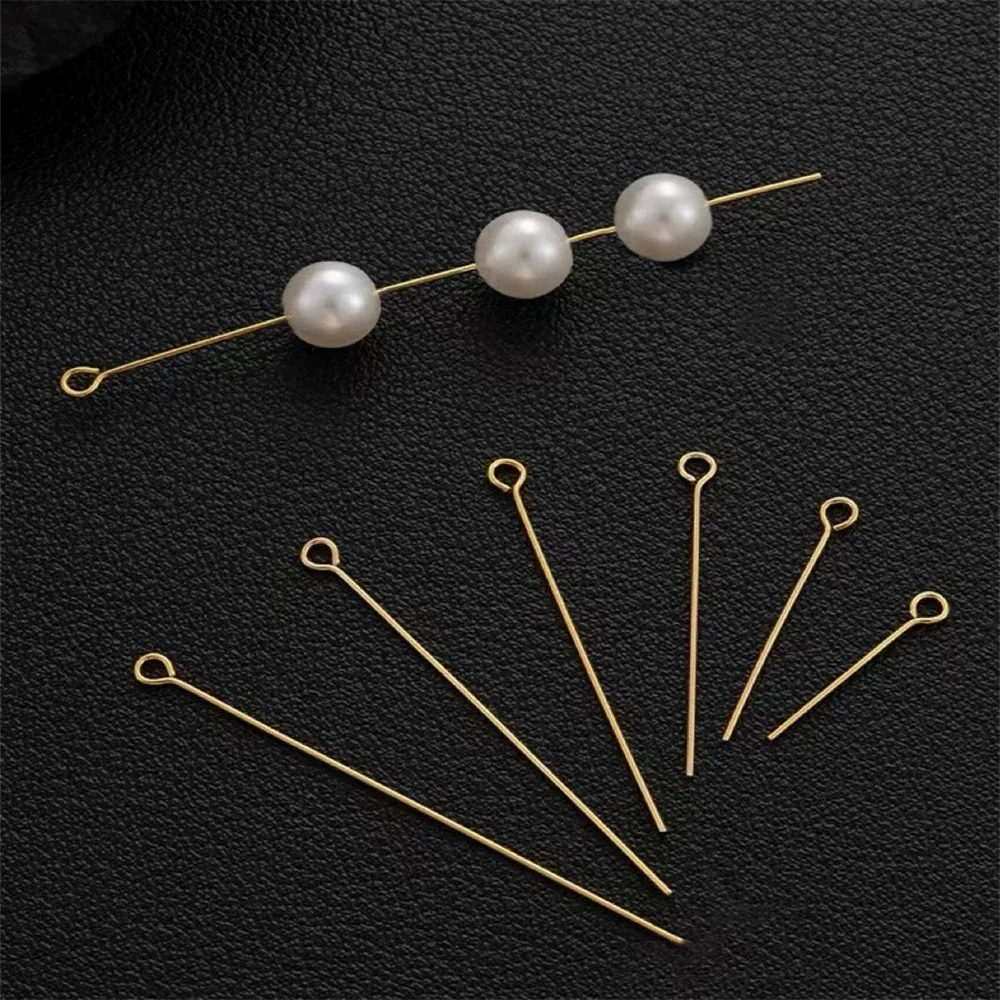 

100 шт., золотые, серебряные шпильки с глазкой, 15-70 мм, металлические шпильки с плоской головкой из нержавеющей стали для изготовления ювелирных изделий, аксессуары, принадлежности