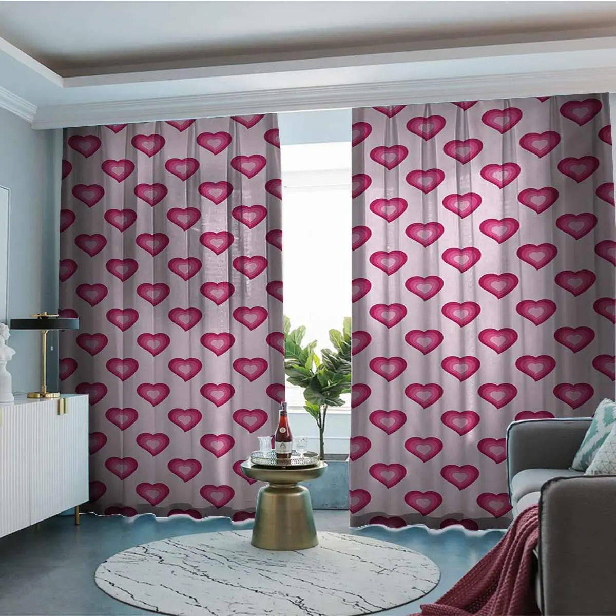 Magenta Pale Pink Blackout Curtains 3D Print Window Curtains for Bedroom Living Room Decor Window Treatments