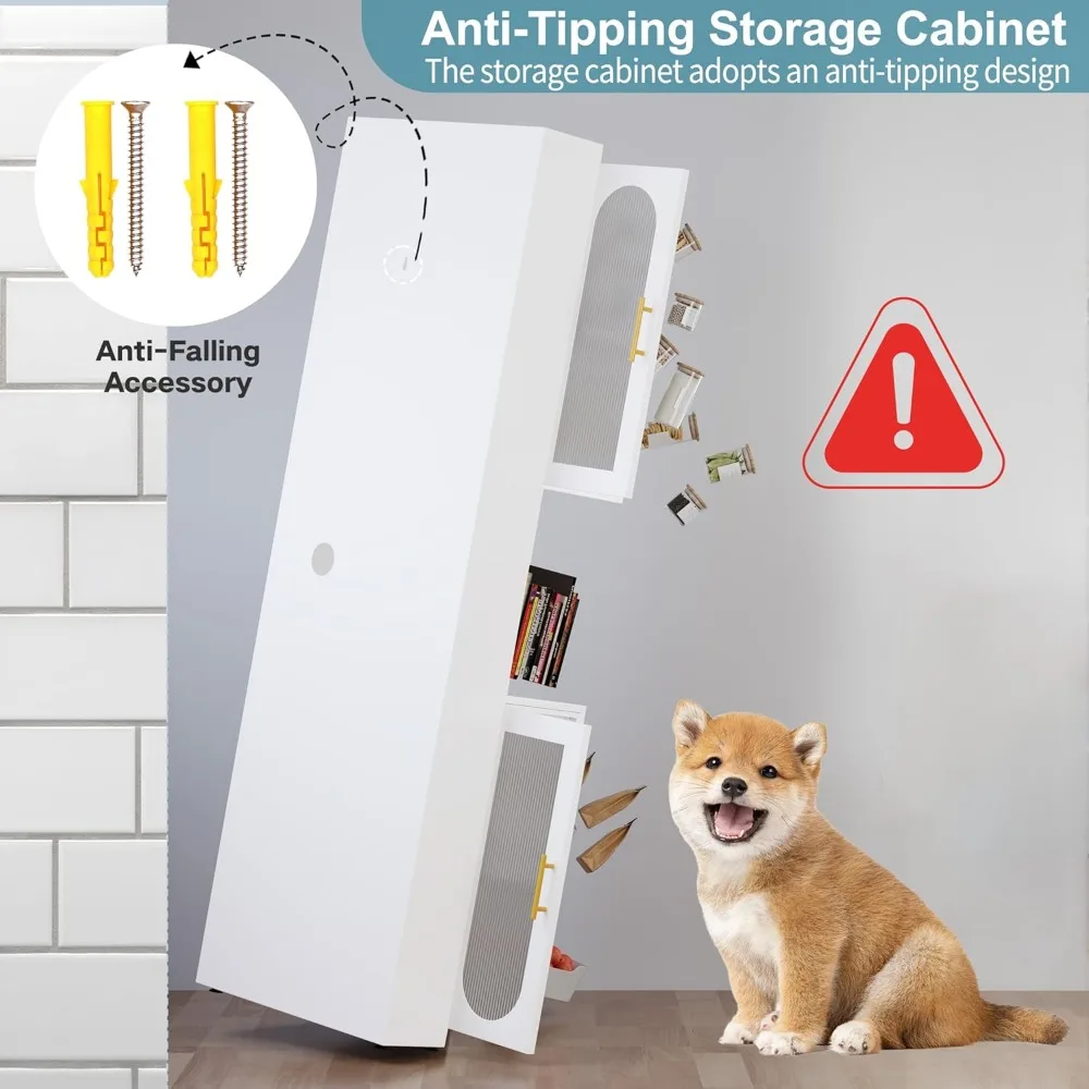 خزانة زاوية معدنية، خزانة تخزين زاوية طويلة مع 4 أبواب زجاجية أكريليك وأرفف قابلة للتعديل، خزانة مطبخ لـ