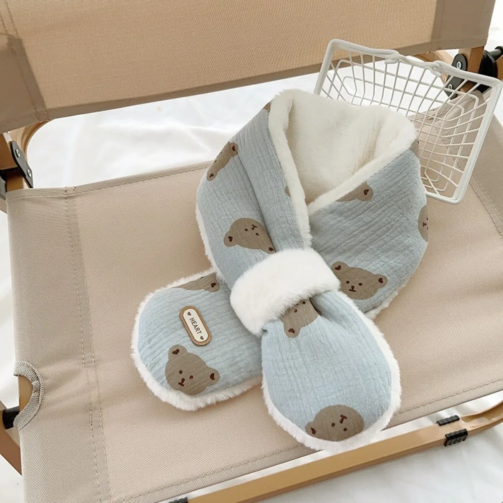Cotton Bear Winter Baby Scarfs Warm 1-6Y Kids Neck Warmer Gifts Thick Baby Accessories Cross Children Scarves For Girls Boys