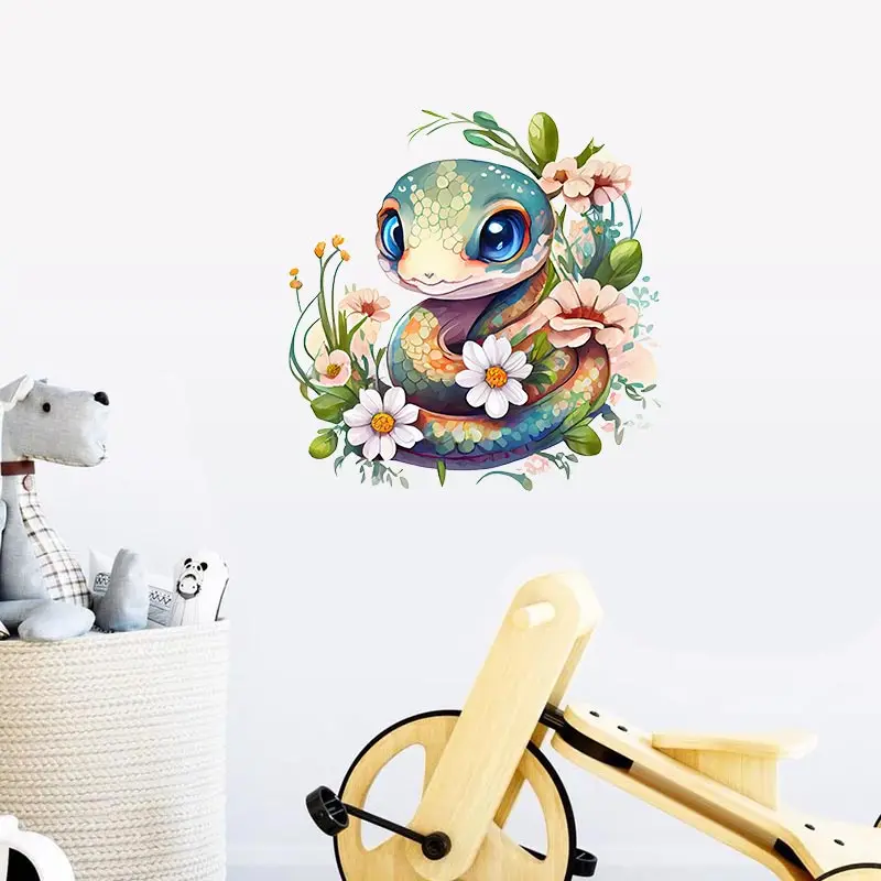 M751 Cute  Baby Snake Wall Sticker Art Mural Living Room Bedroom Cabinet Decoration Home Decor Cute Animal Stickers