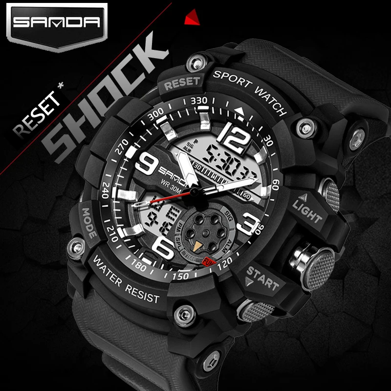 Fashion Sanda Top Brand Military Men Waterproof Sport For Watches Luxury Clock Male Dive Saat Relogio Masculino 759