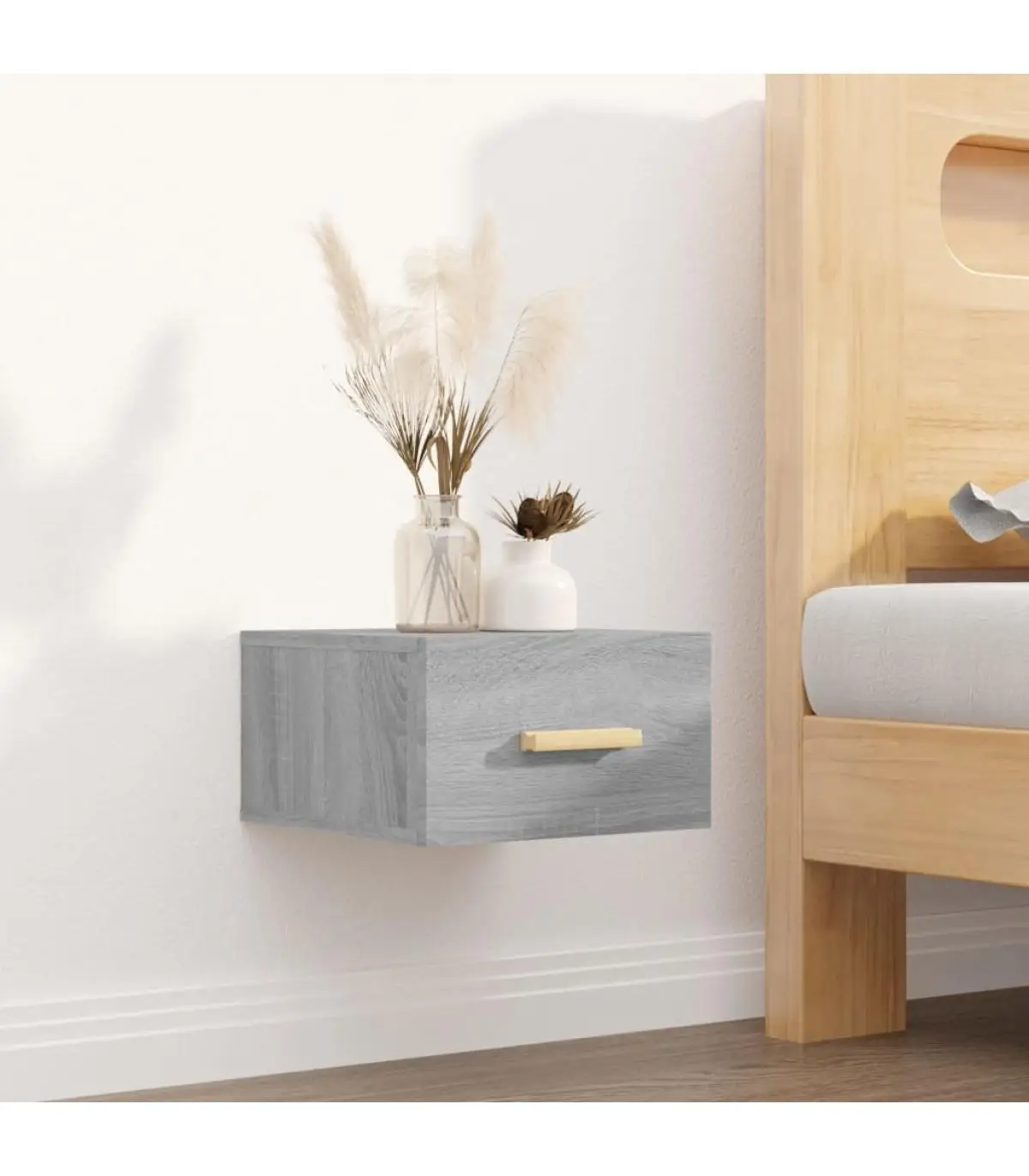 Bedside tables Wall bedside tables 2 Pins Sonoma gray 35x35x20 cm