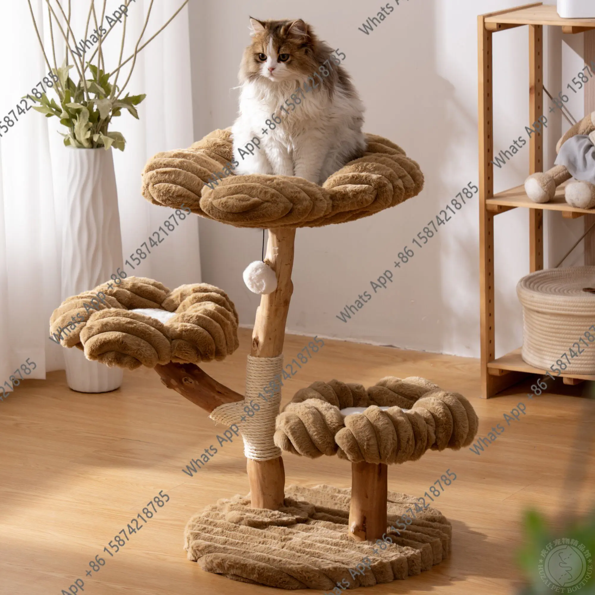 Flower cat climbing frame Solid wood cat frame Multi-layer cat jumping platform Tree scratching column Toys Pet supplies Designe