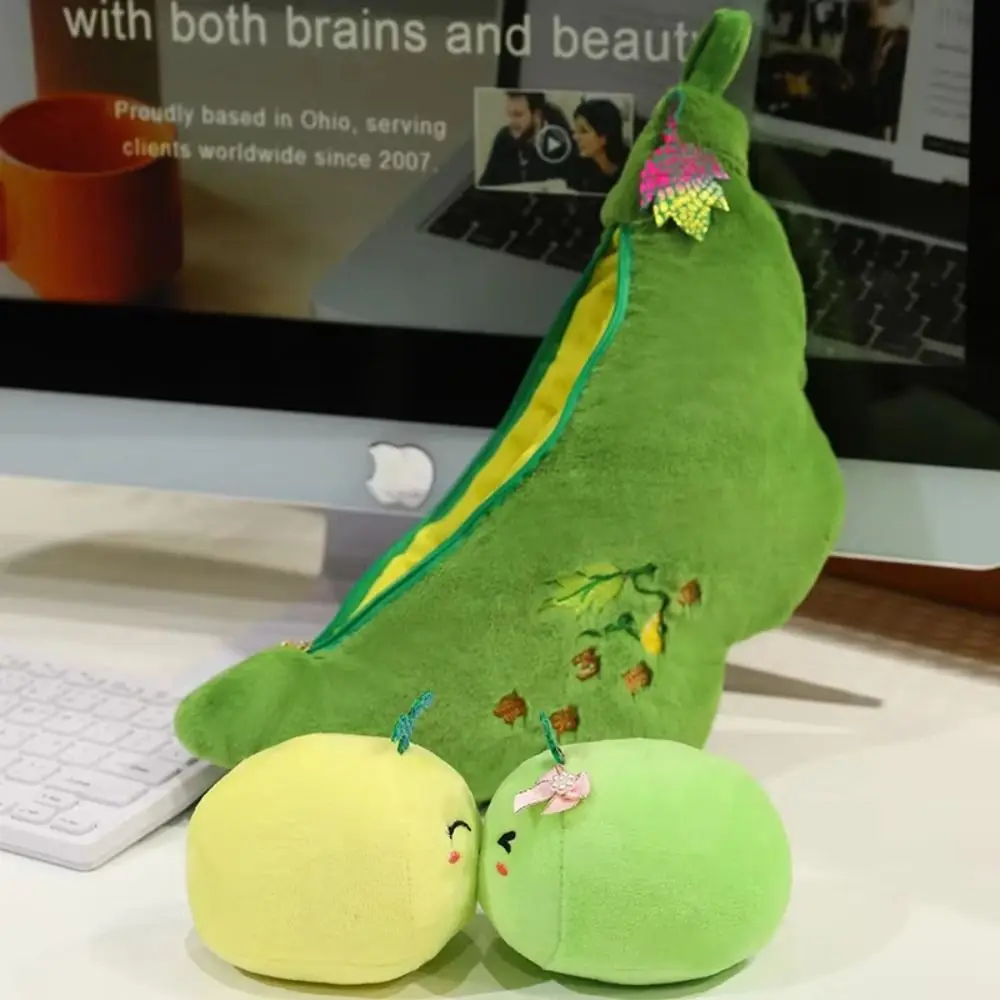 

Caterpillar Simulation Pea Pod Plush Doll Fluffy Lifelike Plants Green Soybeans Plush Keychain 40cm Cartoon