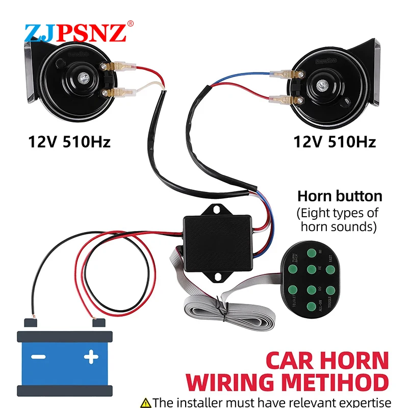 12V Snail Horn With 8-Tone Control Box For Car Vehicles Motorcycles 8 Sounds Control Box Air Snail Horn Super Tweeter Horn