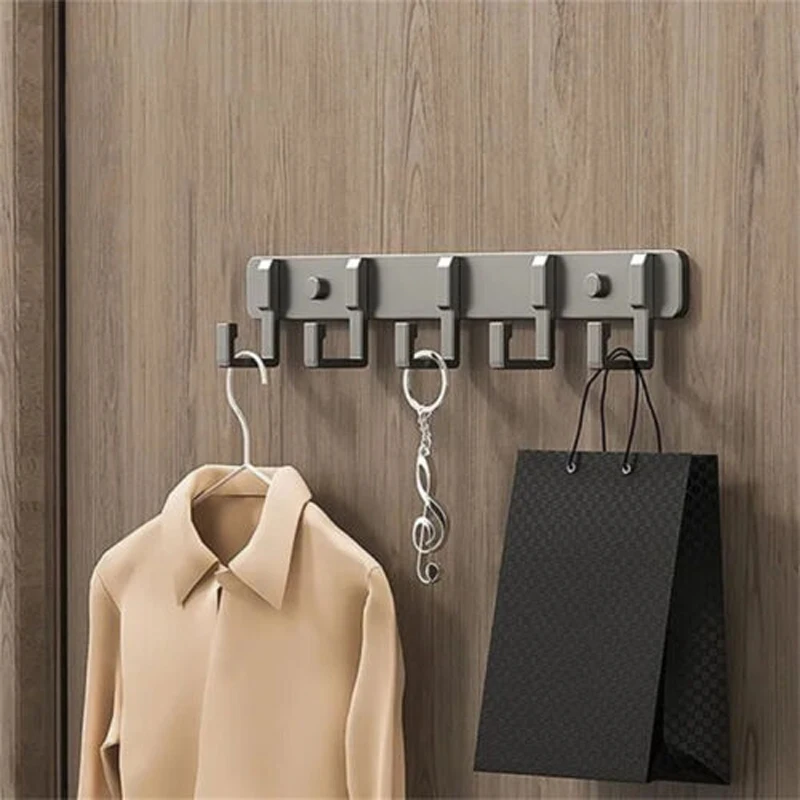 Thickening Aluminum 3 To 7 Hooks Key Coat Clothes Door Holder Rack Creative No Punching Required Wall Mounted Hanger