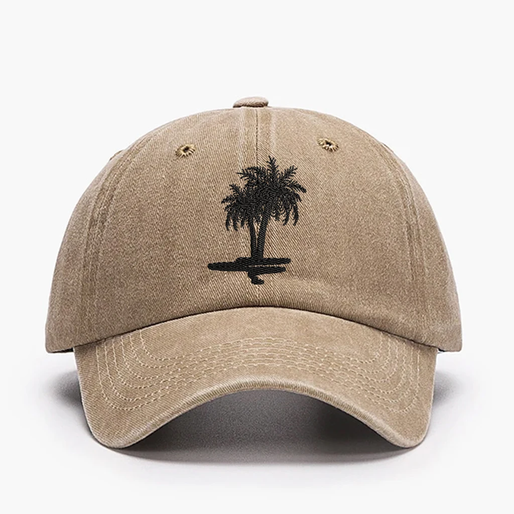 ✨   قبعة أبي من القطن المغسول |   تطريز شجرة النخيل ثلاثي الأبعاد |   قبعة كلاسيكية للجنسين للاستخدام الخارجي/الشاطئ ✨