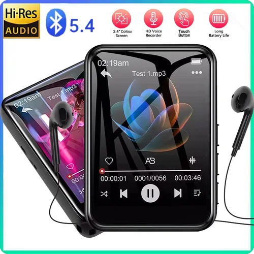 Mini reproductor MP3 de hasta 128GB, Walkman MP3 HiFi con Bluetooth 5,4, pantalla táctil de 2,4 pulgadas, reproductor de música y vídeo, grabación con altavoz incorporado
