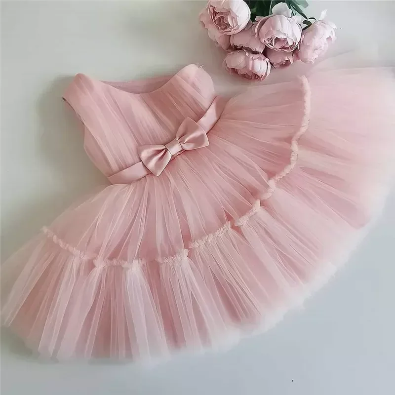 

Baby Girls Birthday Dress For 1 2 Year Newborn Baptism Pink Clothes Toddler Kid One Shoulder Elegant Christening Party Tutu Gown