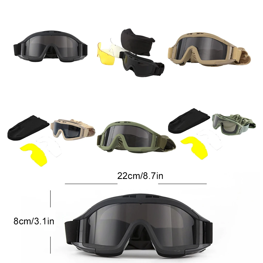 Occhiali da moto antiappannamento in ABS Tactical Desert Locust Occhiali da bici resistenti agli urti