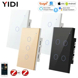 US BR ZigBee 3.0 Tuya Two Way Smart Wall Light Switch 220V Touch with Wireless Remote Smart Life APP Home Gold ON OFF Waterproof
