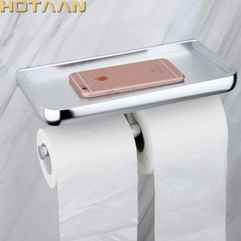 Oxidation Finish Solid Aluminium toilet paper holder bathroom accessory multifunction toilet paper holder mobile holder YT-1592