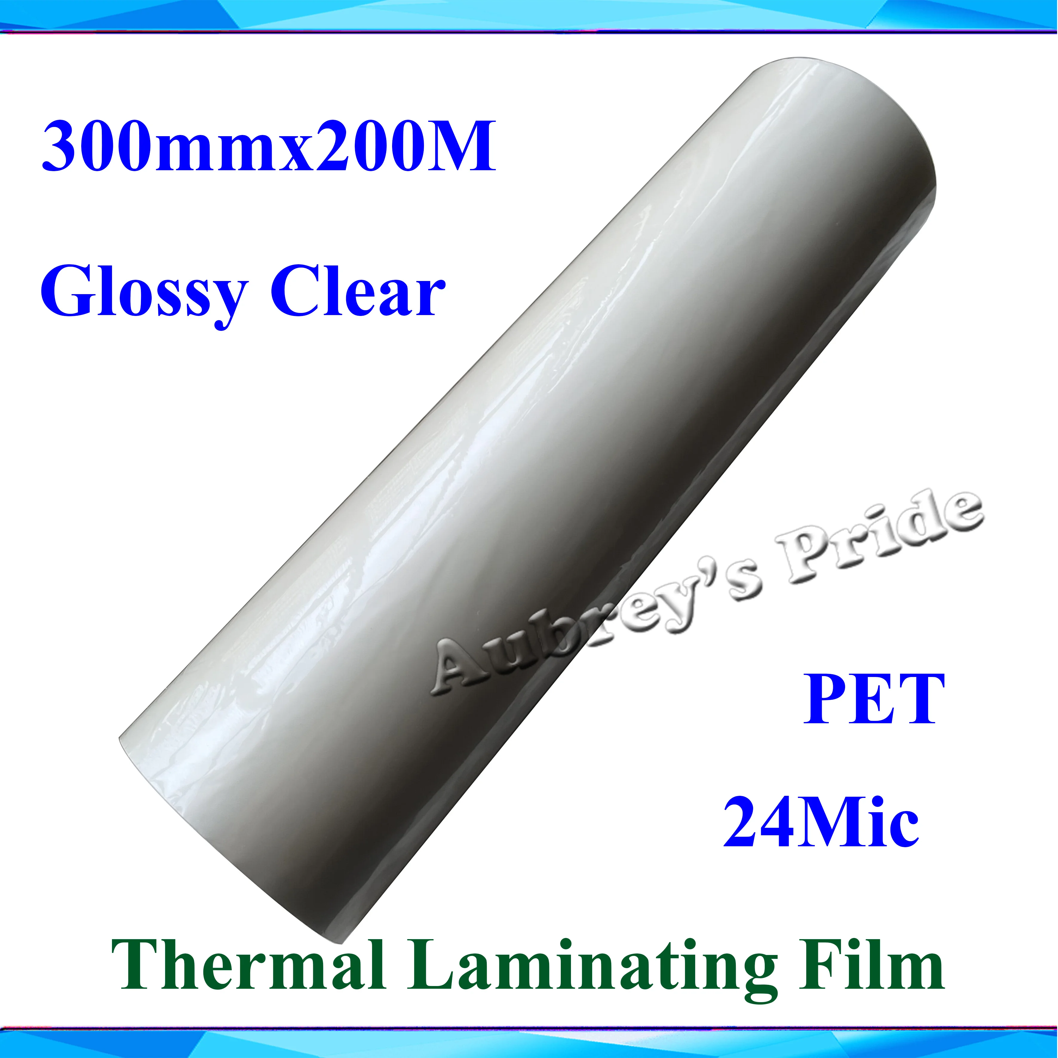 1 Roll 24Mic 300mmx200M PET Anti-Curling Glossy Clear 1