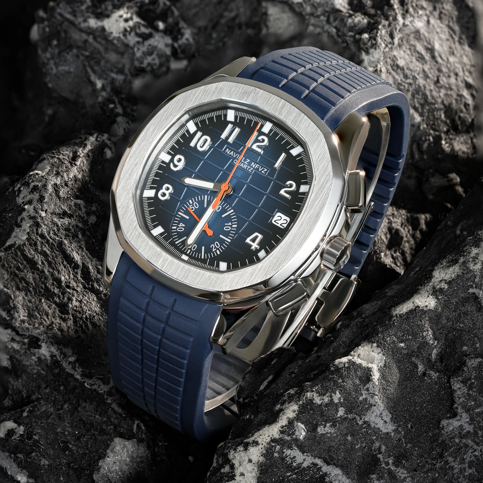 

NAVIFLZ NFVZ Design New Luxury Mens Quartz Watch Stainless Steel Digital Luminous Patek Top Brand Sapphire Glass Watch Reloj Hom