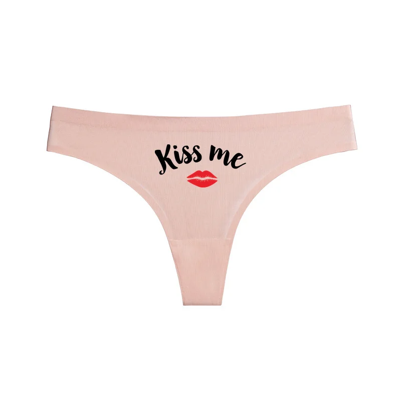 Kiss Me Sexy Lips Oversize Women\'s Sexy Underwear Pink Peach Panties for Women Lovely Underpant Women\'s Intimates Seamless Thong