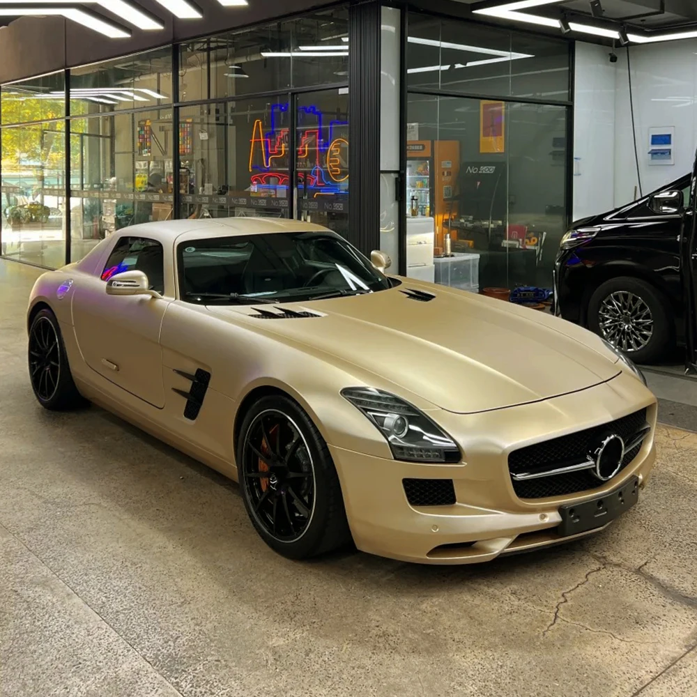 

Matte Gold Auto Vinyl Wrap Film PVC Car Body Decals Self-Adhesive Matte Foil for Hood Motorcycle Color Changing Sticker