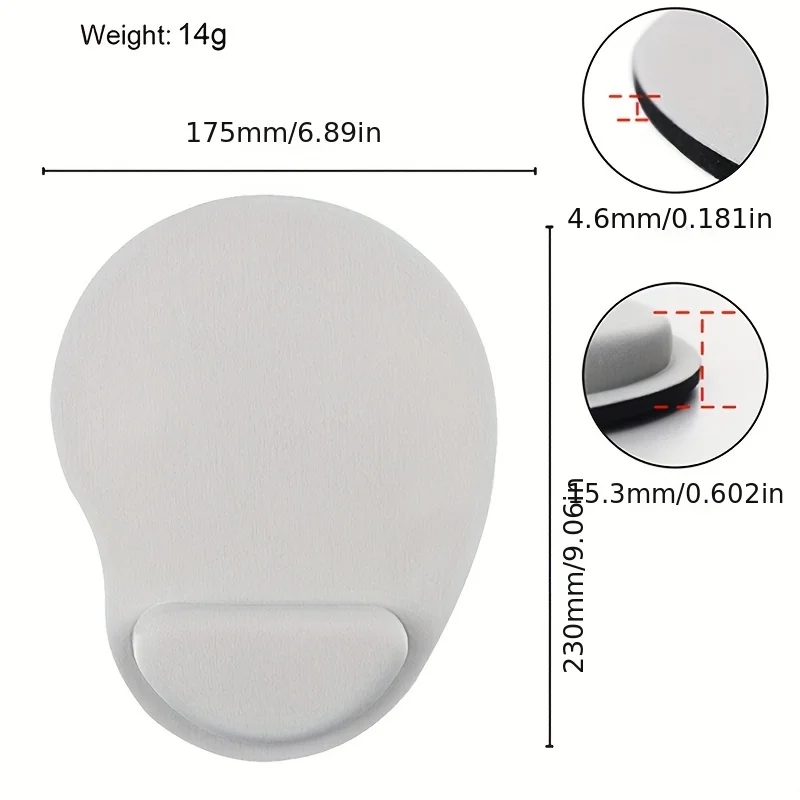 Ergonomic Memory Foam Mouse Pad with Wrist Support - Durable EVA, Non-Slip, Wear-Resistant, Ideal for Office/Home