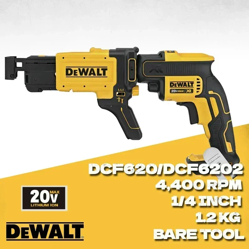 DEWALT DCF620 DCF6202 Drywall Screw Gun 20V Handheld Automatic Feeding Nailing Machine Brushless 360 Degree Rotation Nail Gun