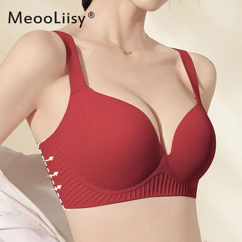 

MeooLiisy Women Plus Size Full Coverage Bra for Women No Wire Push Up Seamless Minimizer Thin Cup Brassiere Underwear Lingerie