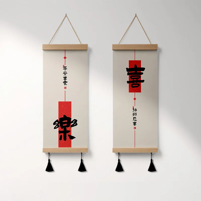 Chinese Style Scroll Painting Room Decor Aesthetic Poster Living Room Bedroom Home Decoration Wall Art Tapestry Hanging