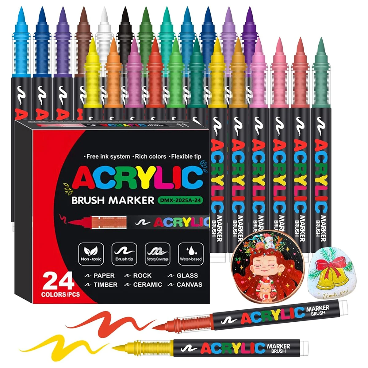 72 kleuren acrylverfpennen markers set borsteltip verfmarkering voor rotsschildering hout canvas steen kerstcadeau doe-het-zelf ambachten