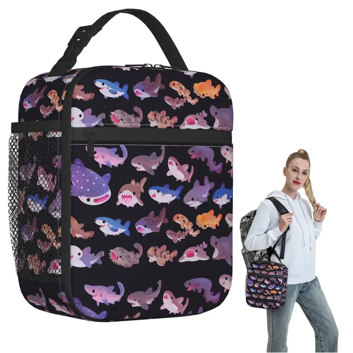 Shark Day Insulated Lunch Bag for Women Children Portable Food Boxes Thermal Lunch Box Tote