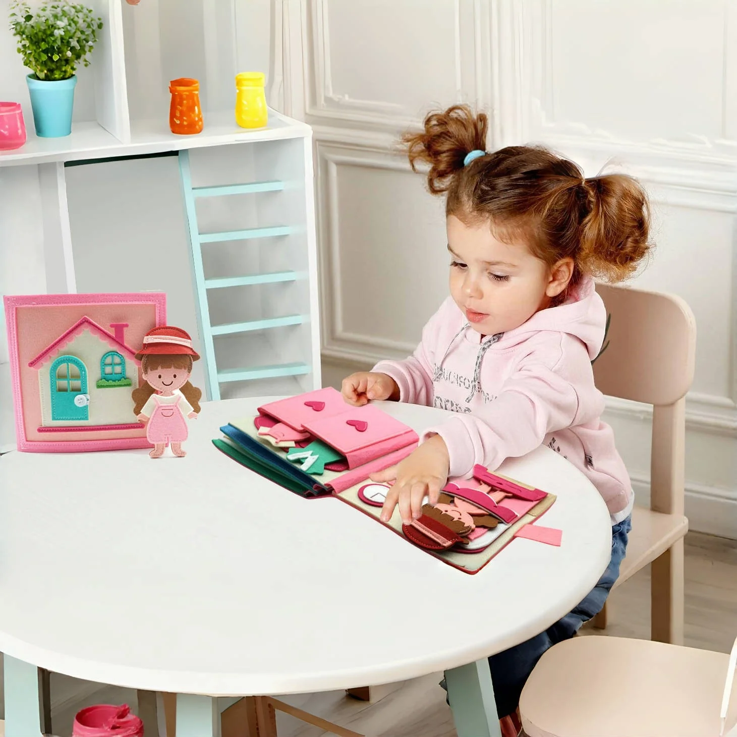 Montessori Sensory Busy Board Quiet Felt Book For Early Activity Learning Book Little Doll House Handmade Felt Books For Travel