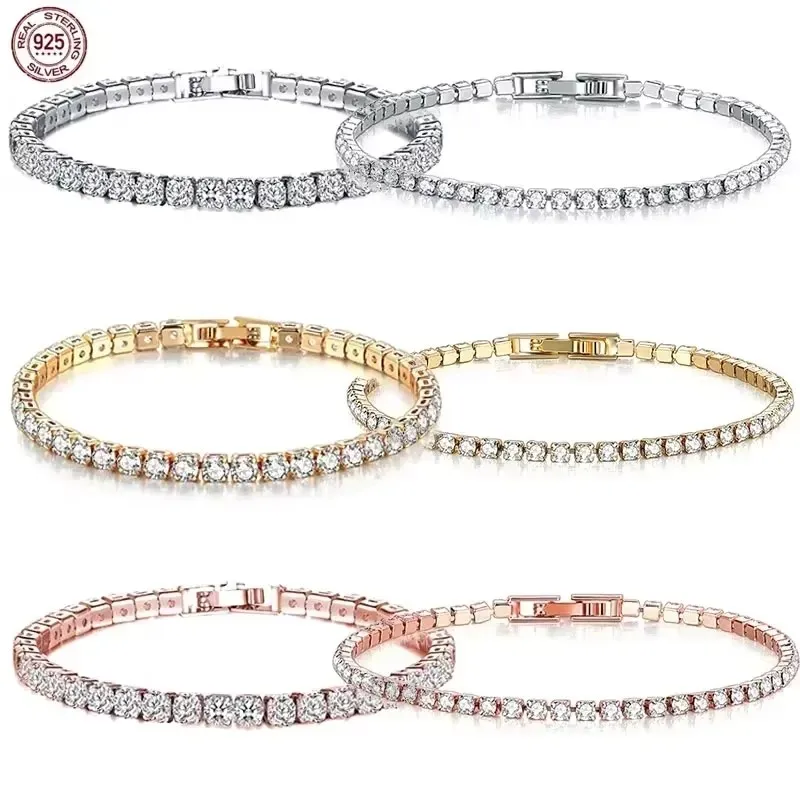 

Браслет из чистого серебра, в модном стиле хип-хоп, классический, полностью инкрустированный цирконами, с эффектом мерцания, изысканный, подарок для пары, сделай сам