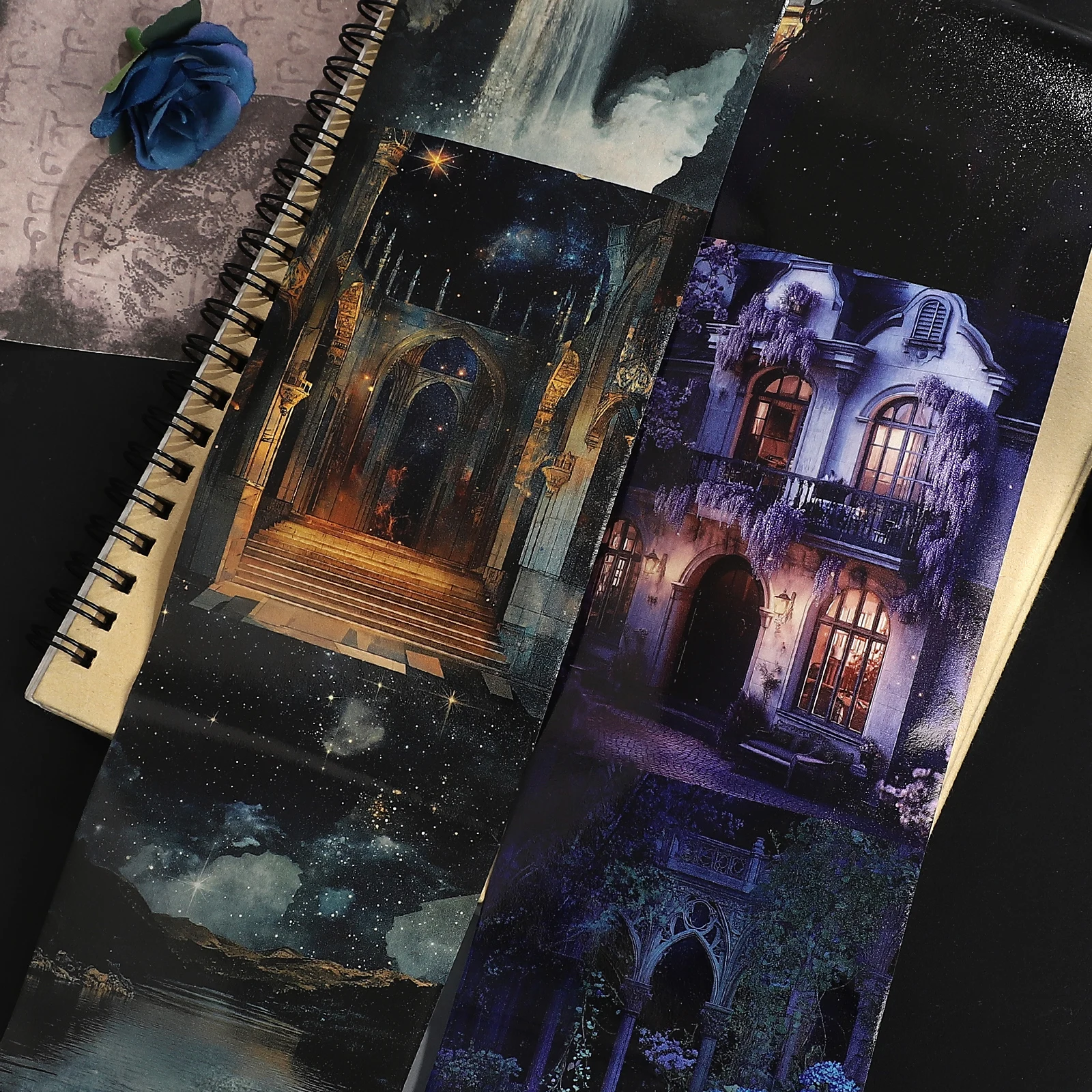 80mm*204cm Vintage Night Castle Character Landscape Washi Tape Creative DIY Journal Material Collage Scrapbooking Stationery