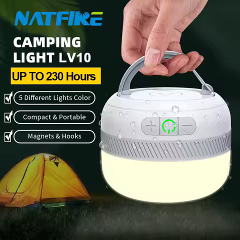 LV10 recarregável Camping Lanterna, 230 horas Lanterna com ímã, luminária, luz de emergência portátil, Tent Fishing