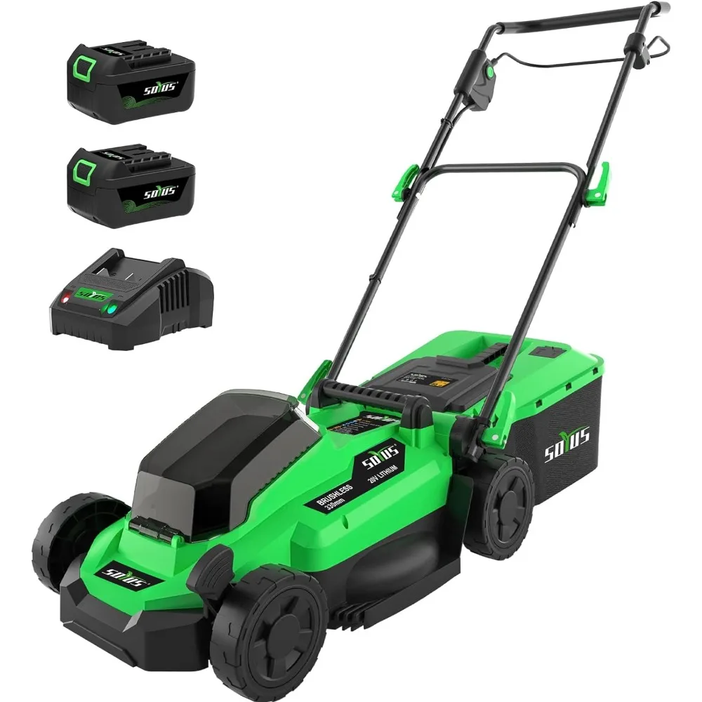 

SOYUS 13 Inch 20V Electric Lawn Mowers Cordlesswith Brushless Motor, 2x4.0Ah Batteries & Charger Included