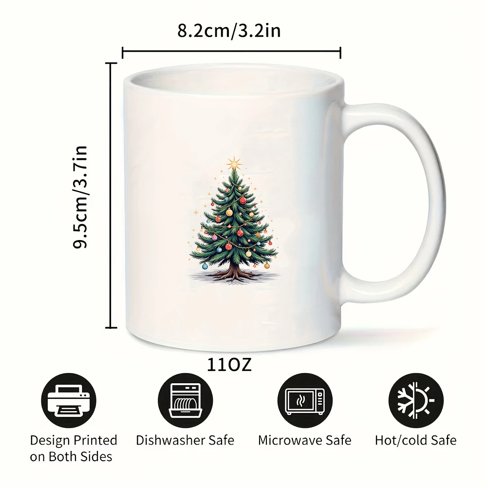 11-Unzen-Cartoon-Weihnachtsbaumbecher + mehrfarbige Dekoration + heißer und kalter Trinkbecher für Kinder im Familienbüro – Weihnachtsgeschenk
