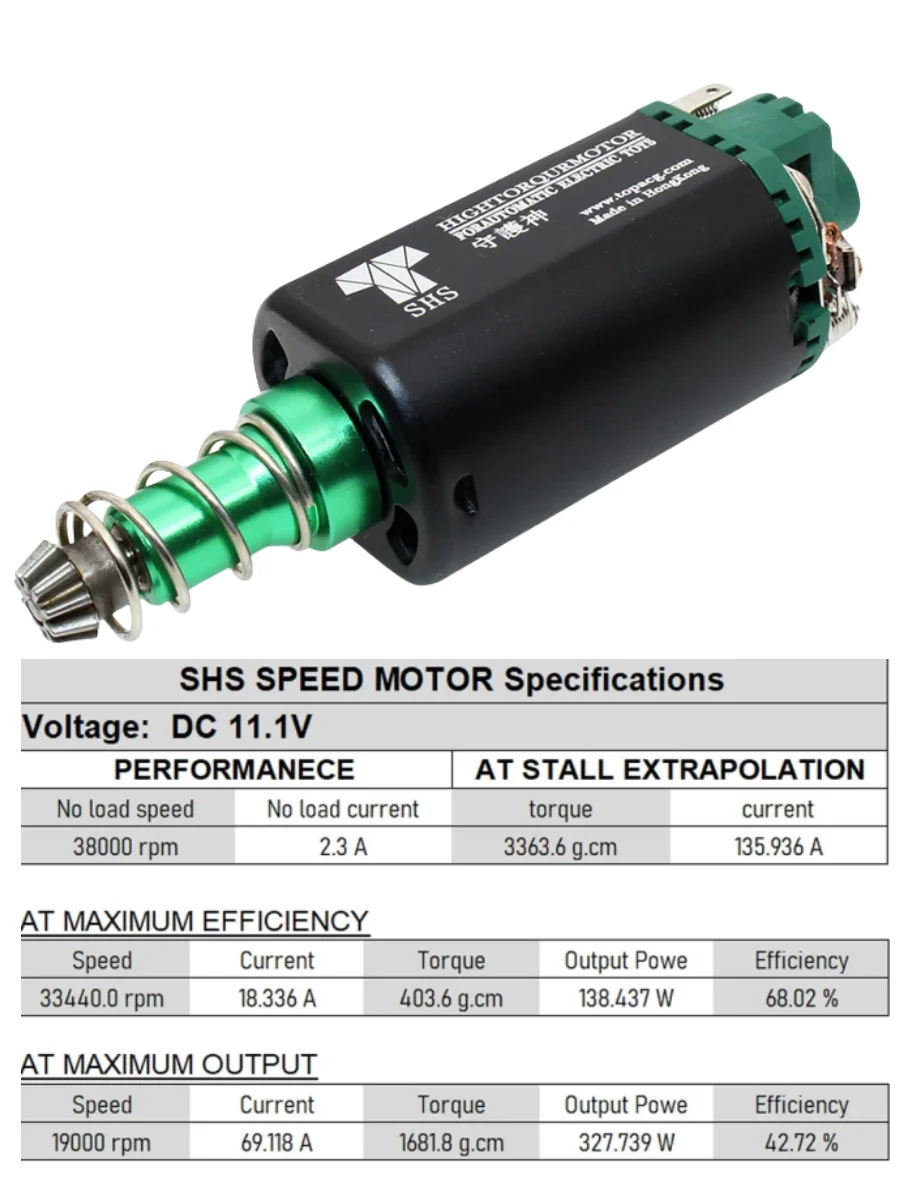 Motor de alta torsión SHS AEG, 38000rpm, 11,1 V, 38000, eje largo, Airsoft, M16/M4/MP5/G3/P90, AEG