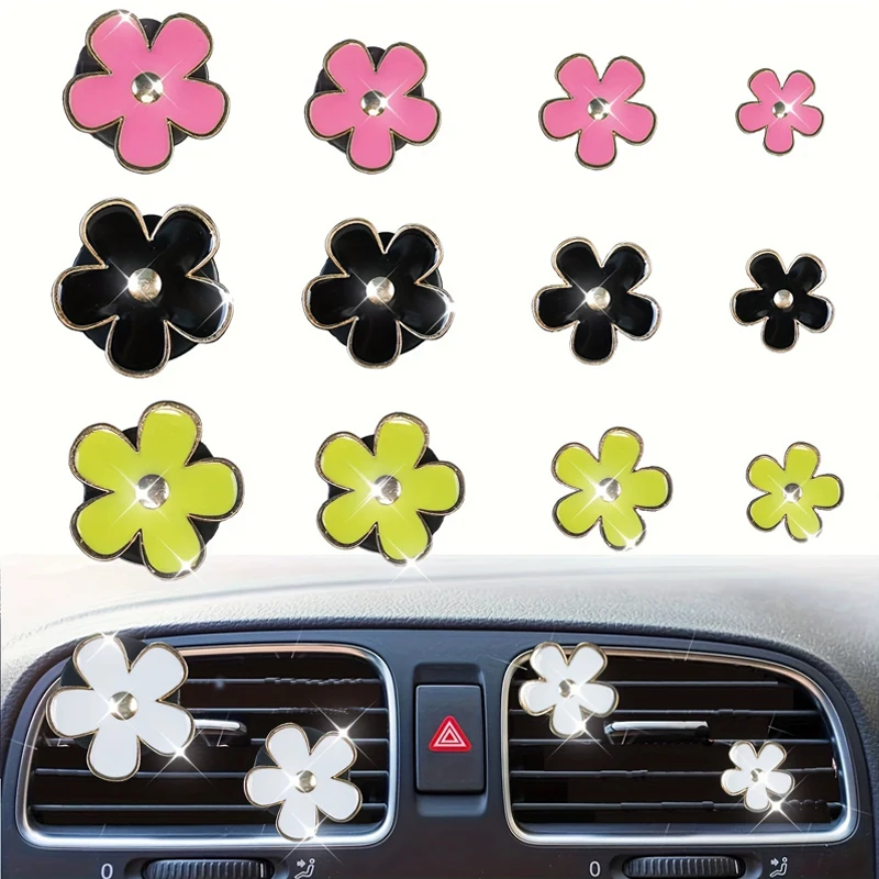 4PCS Little Daisy Perfume Clip Charming Car Vent Air Freshener Pendant Creative Girlish Style Automotive Interior Accessory
