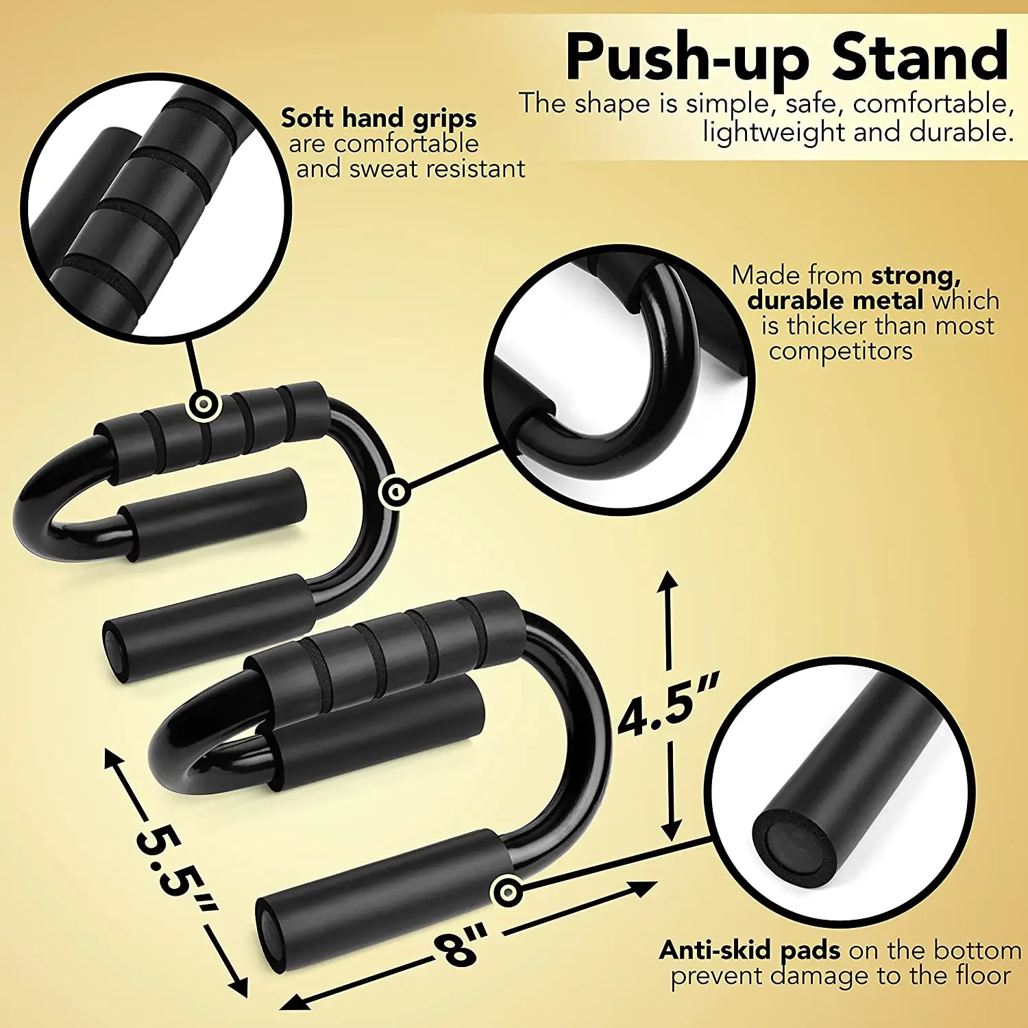 Metal Push Up Bars for Men and Women  Non Slip Push Up Stands Pushup Bars for Pushups Home Workout Exercise