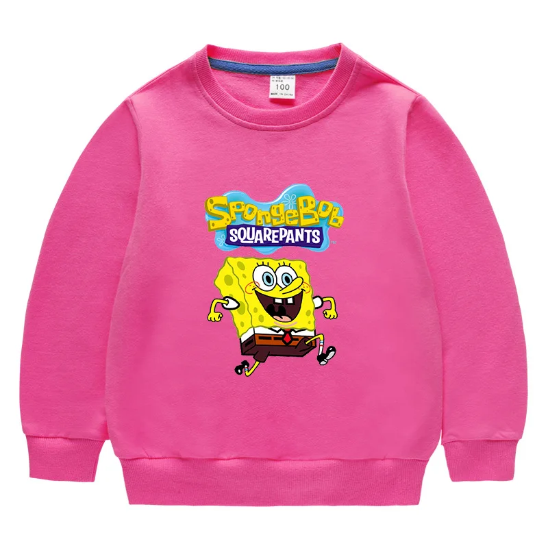 Potdemiel Spring and Autumn SpongeBob Printed Hoodies for Kids Sweatshirts for Boys and Girls Original Fashion Baby Clothes