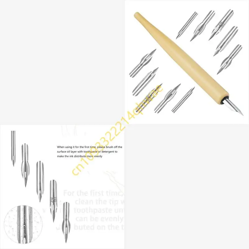 

Dip Pen Holder Fountain Inks Pen with 5 Replaceable Tip for Beginner