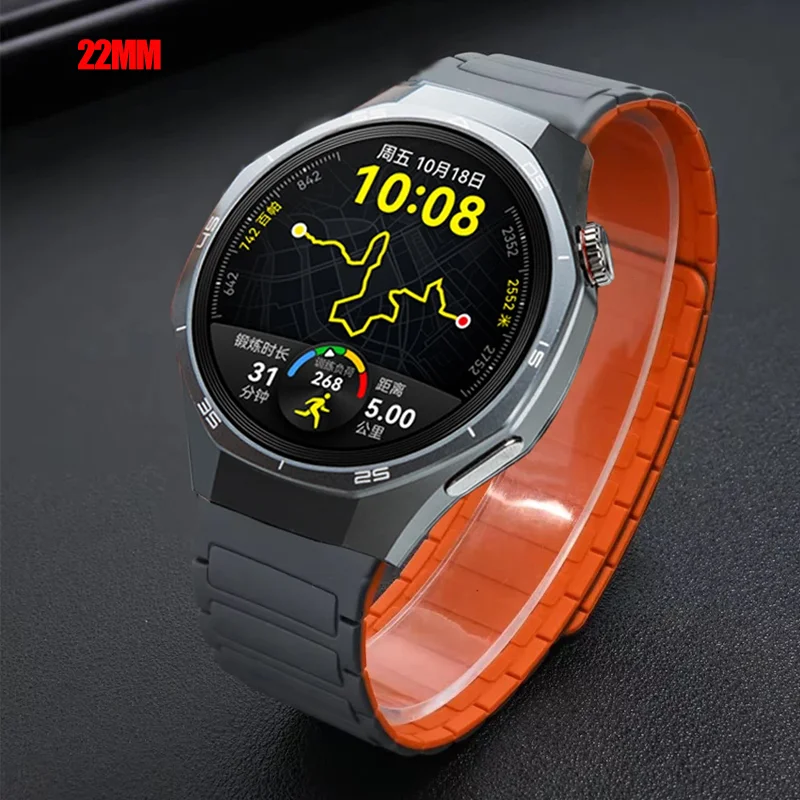 Магнитный ремешок 22 мм для Huawei Watch 4/3 Pro GT4/3Pro 46 мм, идеальный мягкий силиконовый ремешок-петля для Amazfit Balance GTR 4/3/2 47 мм