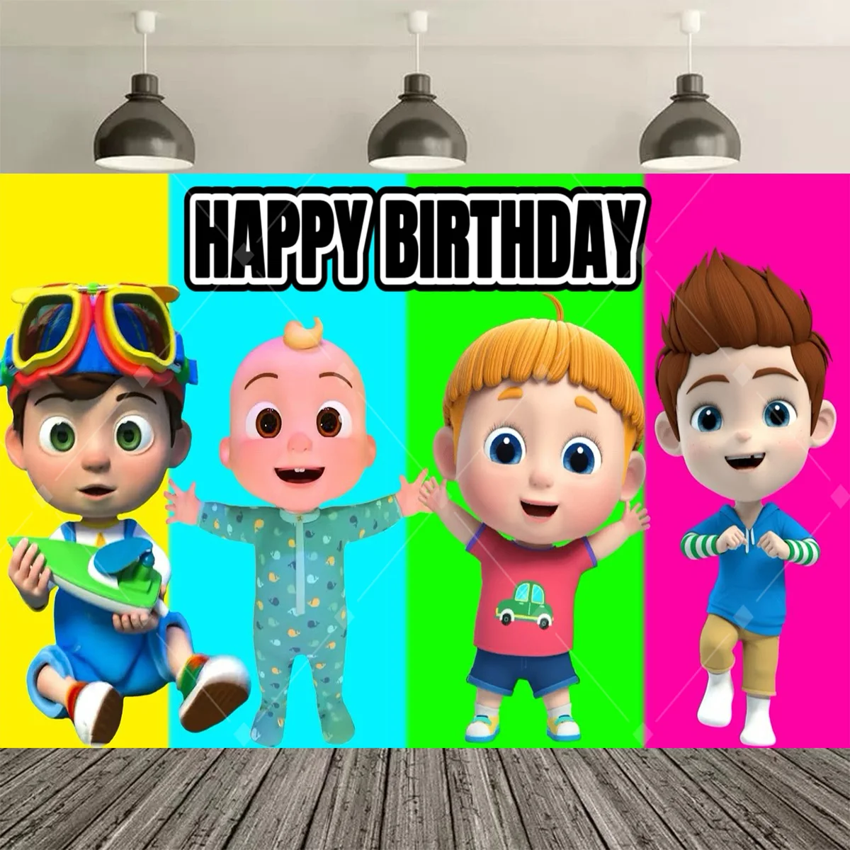 Cute Family Animation Backdrop Green Watermelon Boy Birthday Party Cake Table Decoration Baby Baptism Party Photo Banner Gift